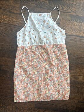 American Eagle Outfitters White Floral Tie-Strap Summer Dress